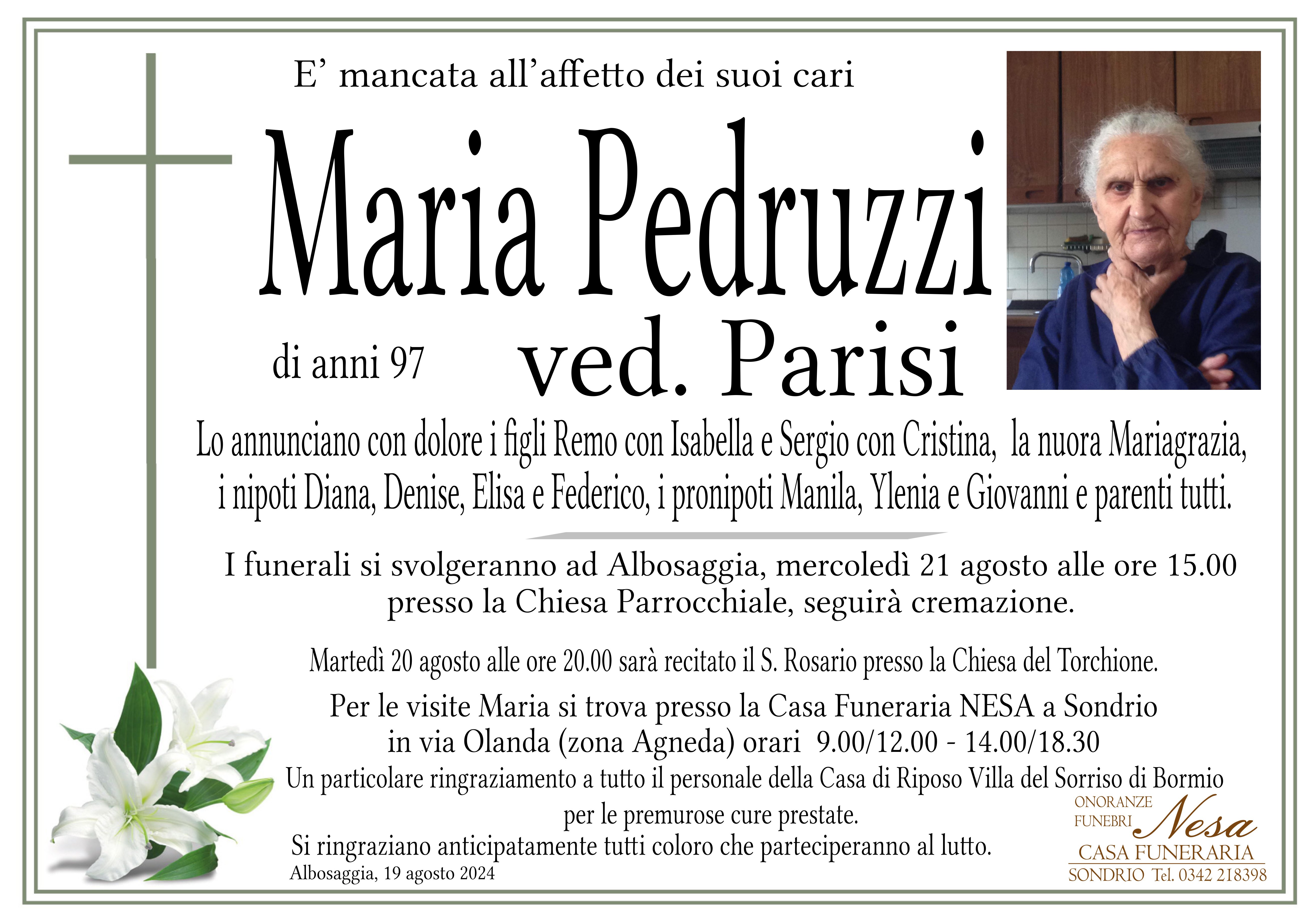 Necrologio Maria Pedruzzi ved. Parisi